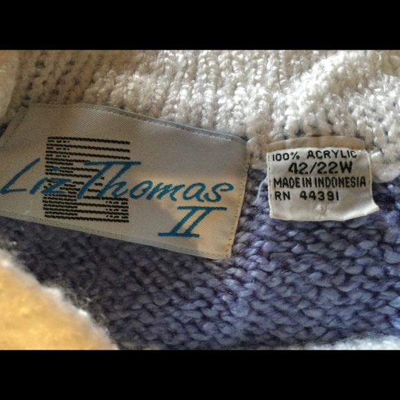 Liz Thomas II Blue & White Striped Sweater (size 42 - 22W) - Picture 3 of 4